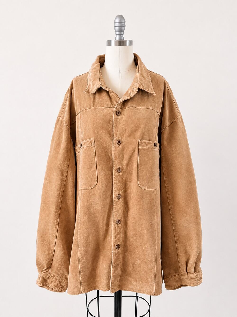 90s Vintage TravelSmith Men's XXL Tan Suede Leather Western Shirt Jacket
